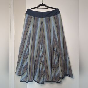 Grace Elements Blue Striped Full Maxi Skirt Soft Colors Size 12 Cotton